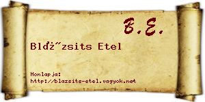 Blázsits Etel névjegykártya